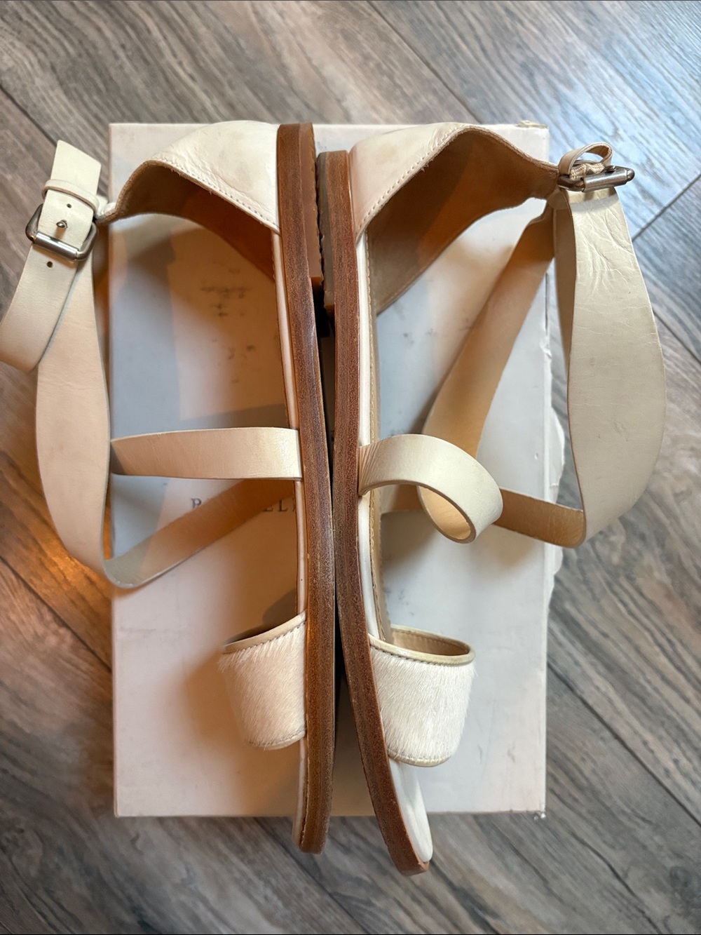 Brunello Cucinelli Cream Leather Ankle-Tie Sandals 39.5 - Picture 4 of 11